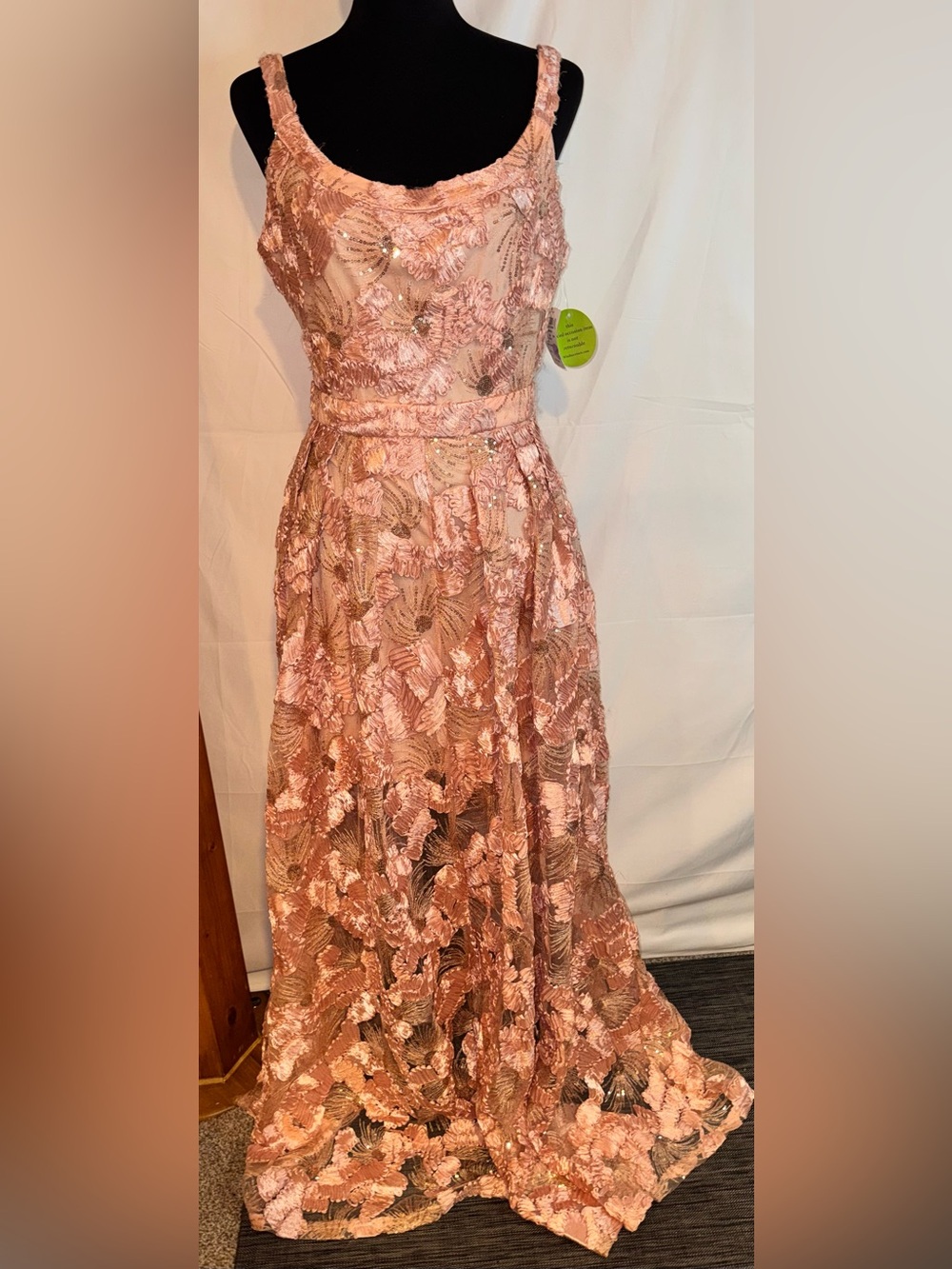 Windsor Pink Floral Lace Prom Dress